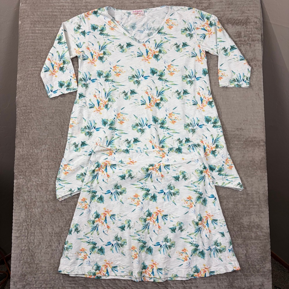 Fresh Produce M Tropical Bird of Paradise Slub‎ Cotton Tunic & Skirt Set USA